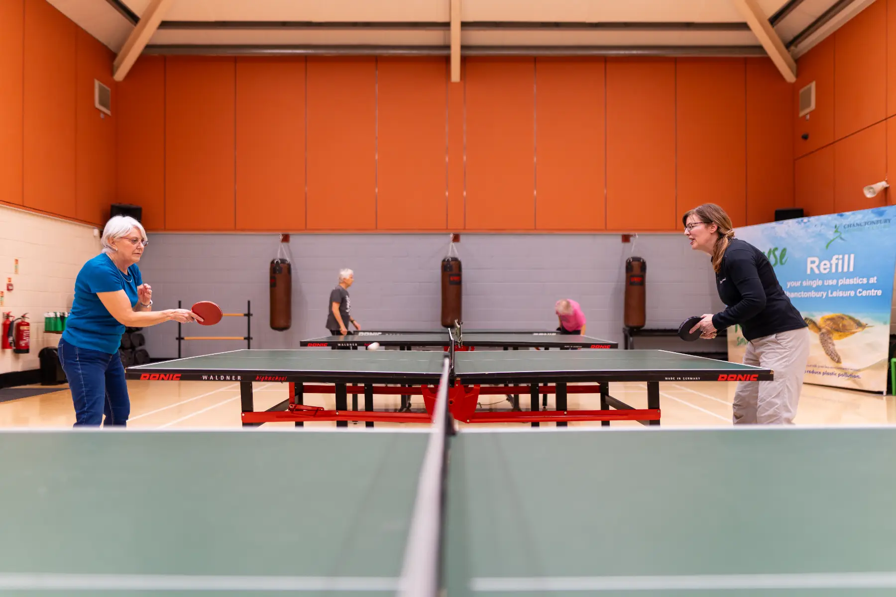 Table tennis table setup ready to be used