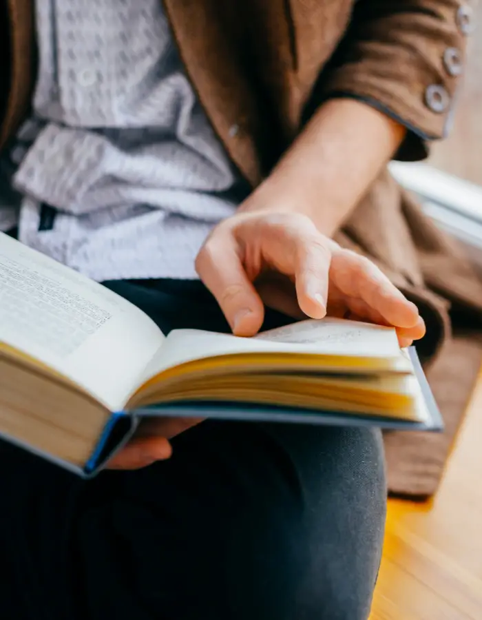 person reading book